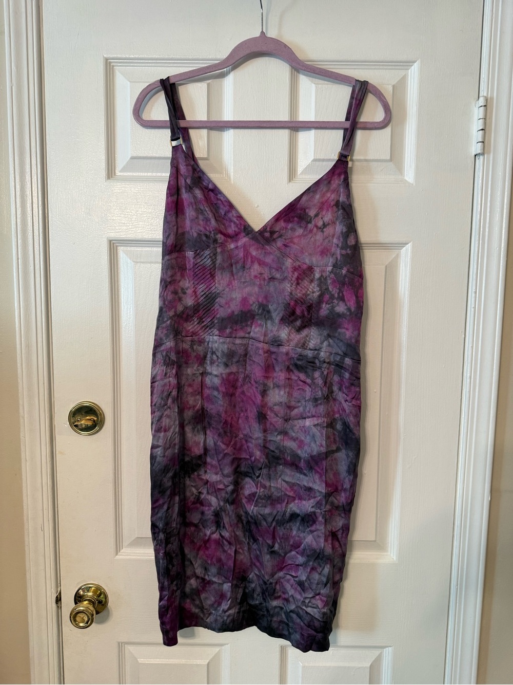 VENUS Purple-Pink Tie-Dye Slip Dress